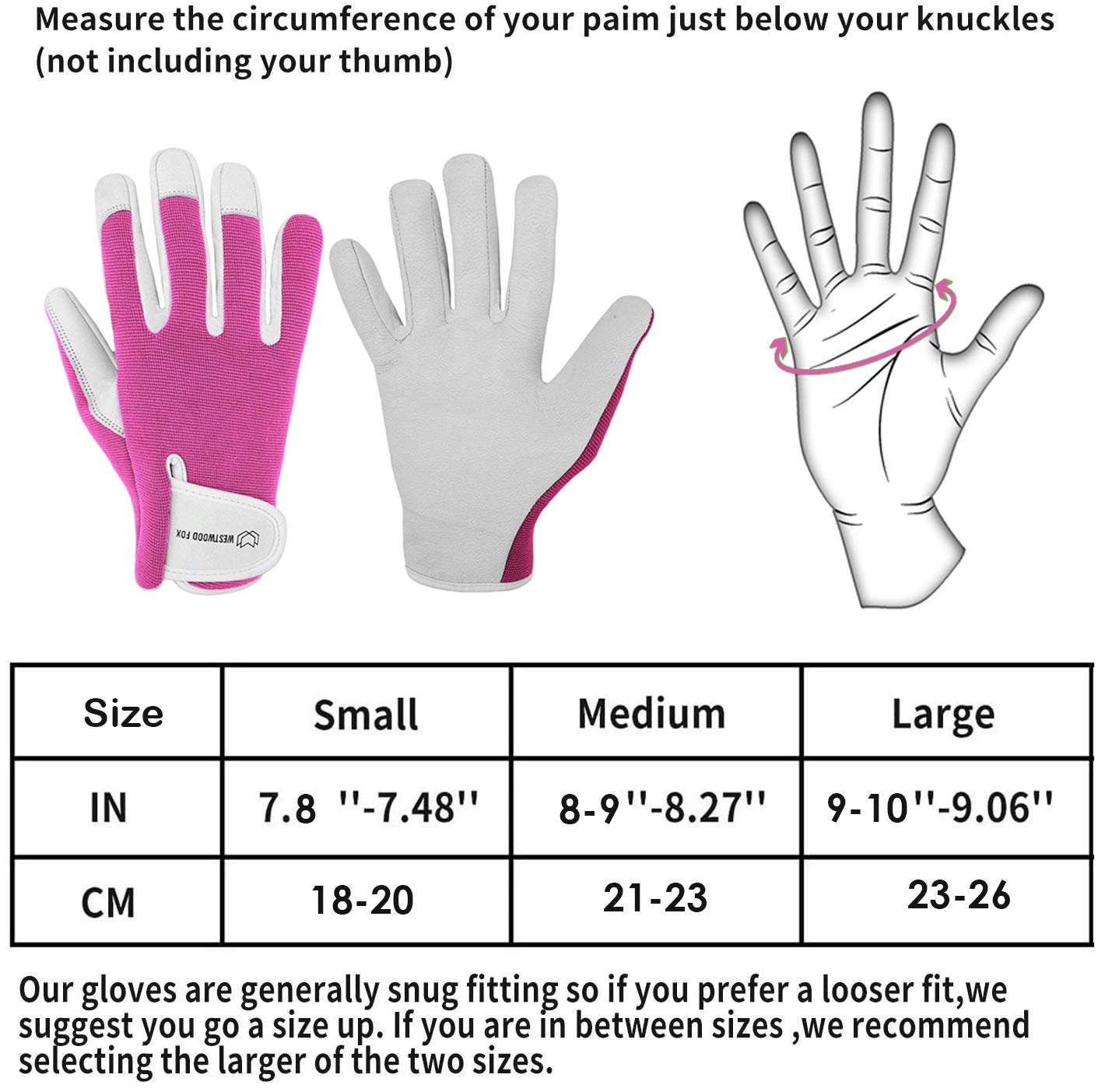 WESTWOOD FOX Ladies/Mens Leather Gardening Gloves Thorn Proof Rigger Garden work gloves, Safety Working Gloves, Premium Quality (Pink, M)