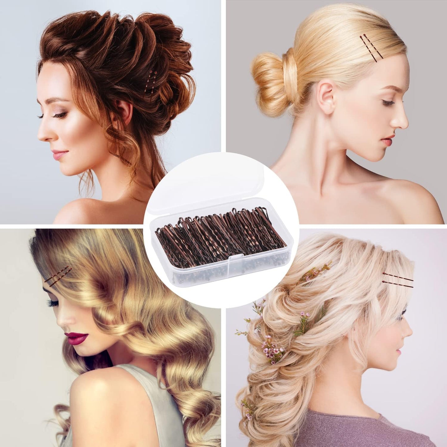 150 Pieces Bobby Pins, Hair Clips Hair Grips Kirby Grips for Women Hair Styling Pins with Storage Box (Brown)