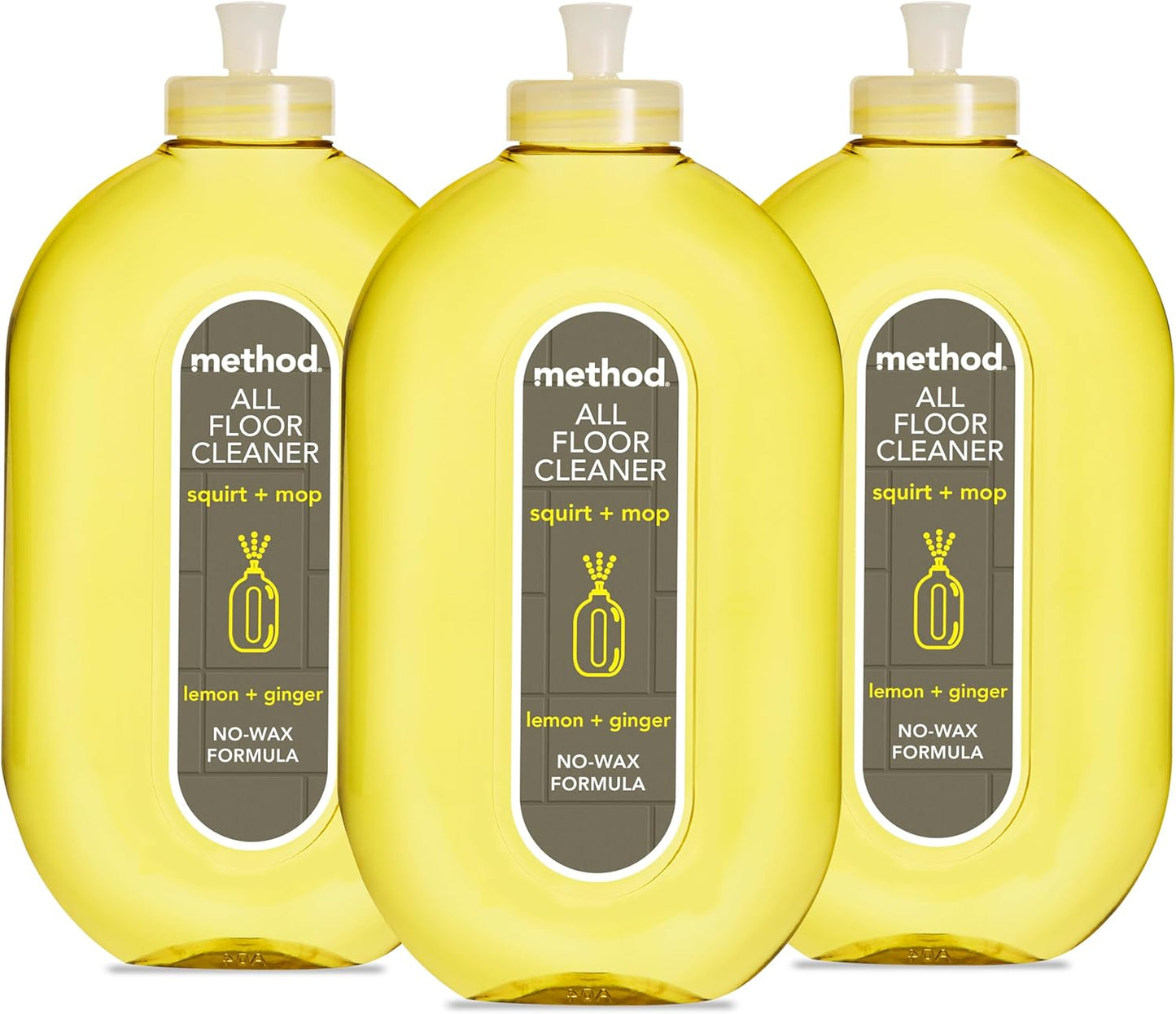 Method Multipurpose, Floor Liquid Cleaner, Gently Cleans and Shines, Fresh and Vibrant Lemon And Ginger Scent, Pack of 3, 739ml