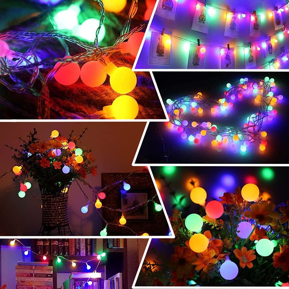 Fairy Lights Plug in 120 LEDs, 15M/49ft Globe String Lights, 8 Modes Garden Lights with Remote Timer Control, Christmas Lights Outdoor/Indoor for Bedroom, Party, Wedding Decorations (Multi-Coloured)