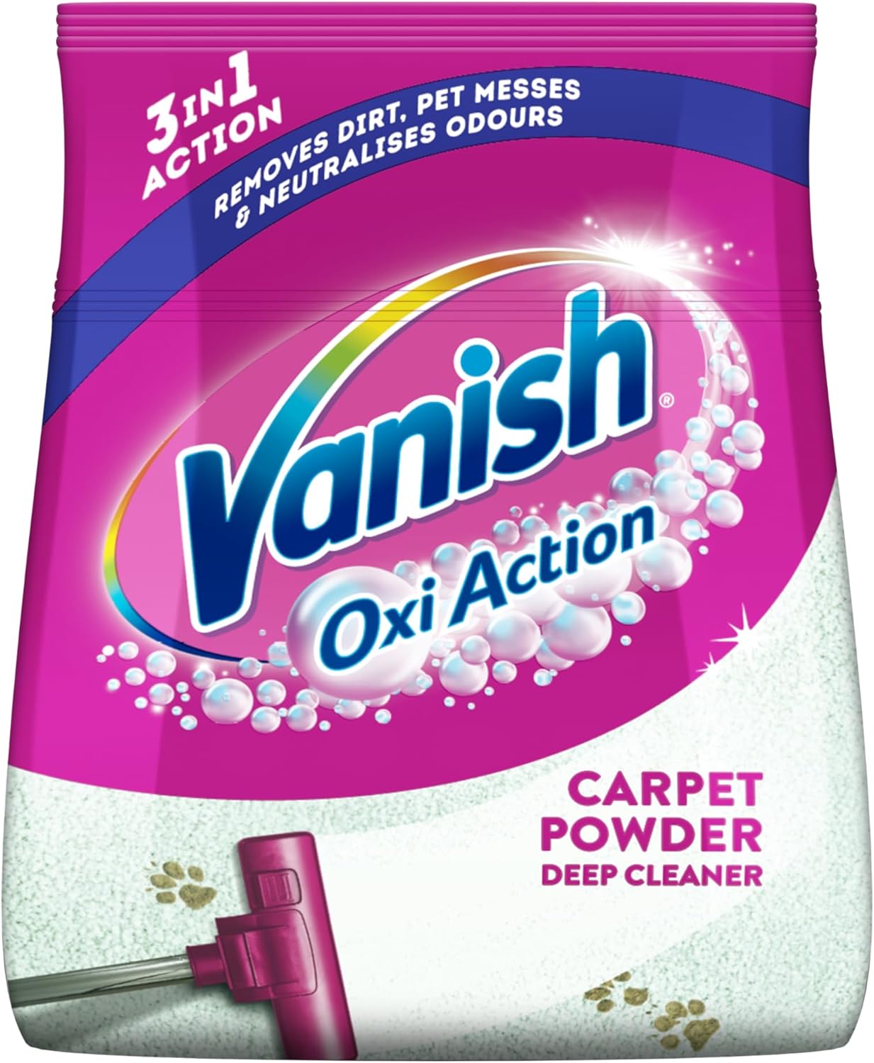 Vanish Oxi Action Upholstery & Carpet Cleaner, Stain Remover Powder for Large Area Cleaning, 650g | Spring Flowers Fragrance | Cleans and Freshens your Carpet