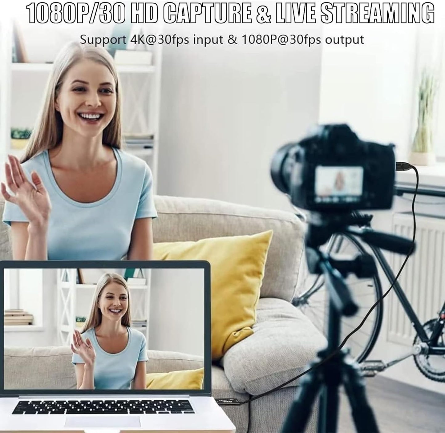 Video Capture Card, HDMI to USB Audio Video Capture Cards, 4K30fps Input, 1080P60fps Game Capture Card for Streaming, Video Conferencing, Gaming, on OBS and More, for Windows Mac OS System