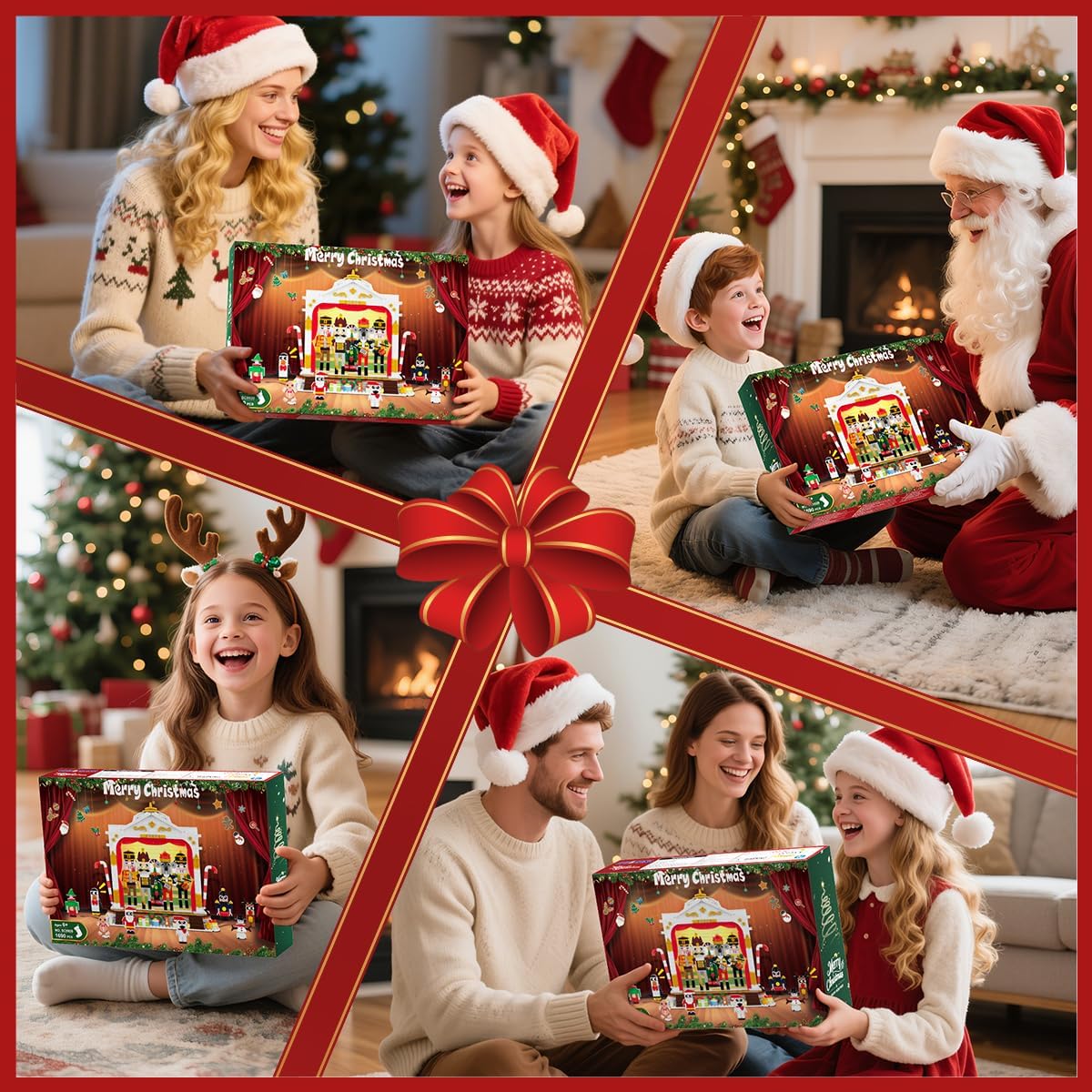 CUBIMANA 2025 Christmas Nutcracker Theater Building Set with Light, 3.6 Mini Building Block Toy with 4 Nutcrackers & 8 Minifigures, 1690PCS with Xmas Tree Train for Adult Girl Boy Age 12+