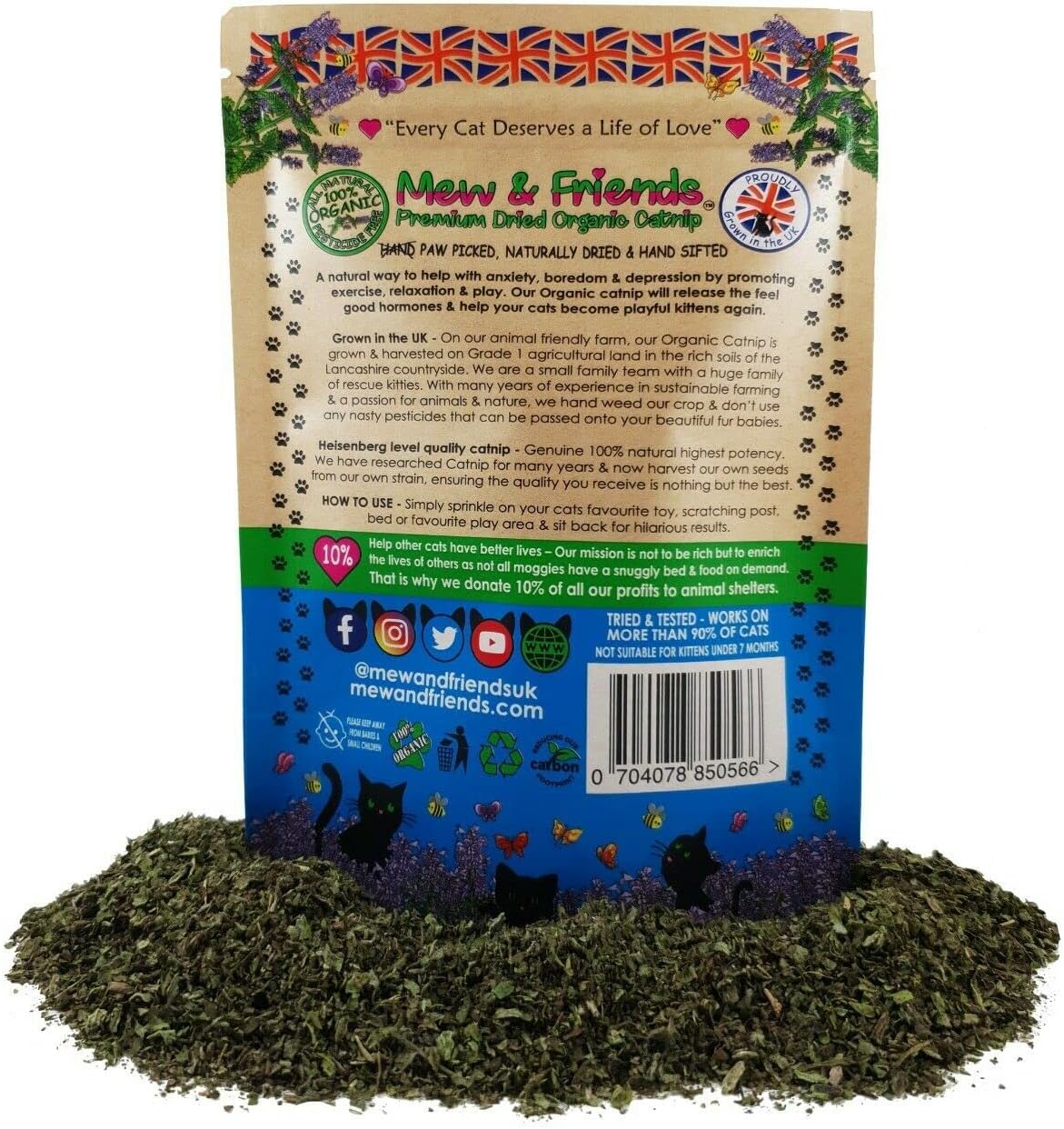 Mew & Friends Catnip - Grown in UK Premium Catnip 100% Organic Naturally Dried | Extra Strong Cat Nip | New 2025 Crop | Cat Toy | Cat Treat | Gift For Cat Lovers - 30g