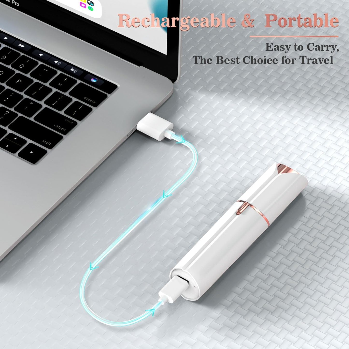 Vexloria Facial Hair Remover for Women, Face Hair Trimmer, Rechargeable Women's Facial Shaver, Painless Lady Shavers for Women for Face Hair, Upper Lips, Peach Fuzz, Bikini Body-White