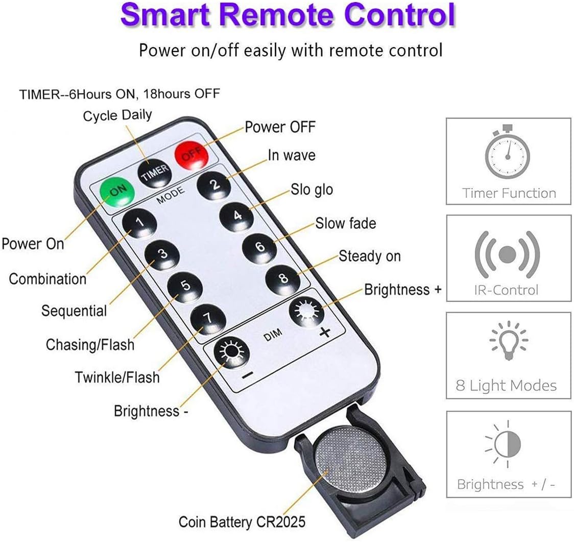 Augone [2 Pack] String Lights 120 LED Lights 40ft 8 Modes USB Plug-in Lights Waterproof for Outdoor/Indoor Copper String Lights with Remote Timer for Bedroom Party Wedding Christmas (Warm White)
