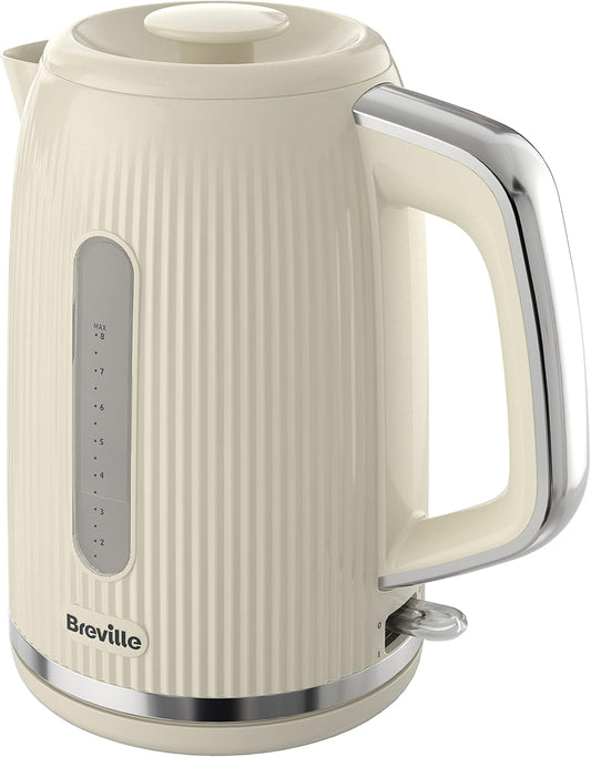 Breville Bold Vanilla Cream Electric Kettle – 1.7L Capacity | 3kW Fast Boil | Cream & Silver Chrome Finish [VKT223]