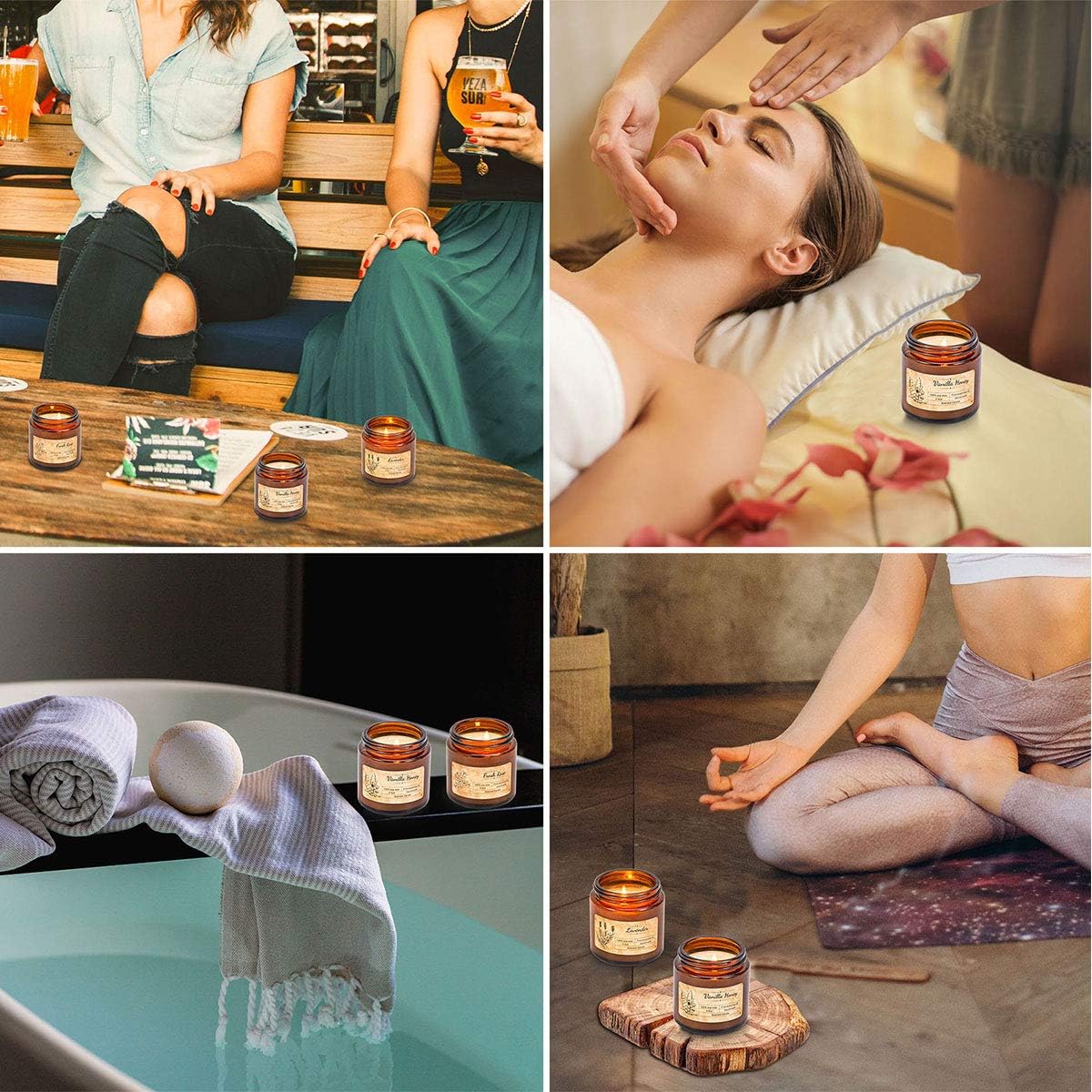 IDEALHOUSE Scented Candles Gift Set, Soy Wax Candles of Vanilla Honey, Fresh Rose, and Lavender, Perfect Candles Gifts Set for Women, Birthdays, Weddings, Christmas, Yoga, Bath