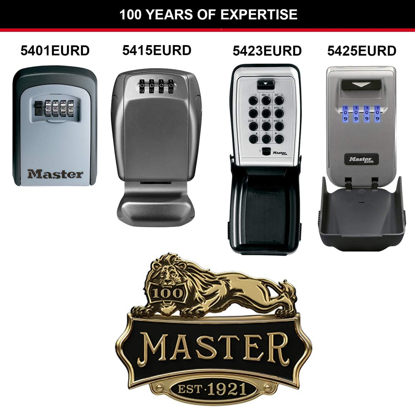 Master Lock Key Safe, 5401EURD, Key Lock Box, Black and Silver, Medium