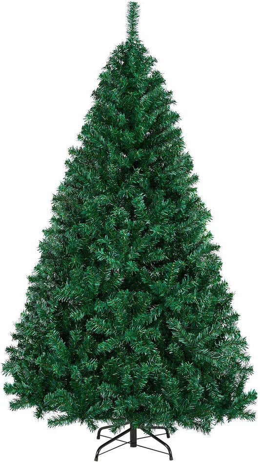 Yaheetech 6ft Hinged Spruce Christmas Tree Holiday Decoration Artificial Unlit Xmas Tree with 1000 PVC Flexible Tips, Green