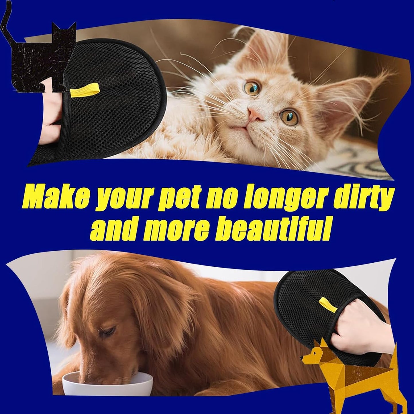 2 PCS Static Removal Gloves Pet Hair,Cat Grooming Glove, Dog Grooming Glove Set, Cat Gloves Grooming Set Reusable Pet Hair Remover Gloves, Versatile Grooming Gloves for Grooming, Deshedding, Washing