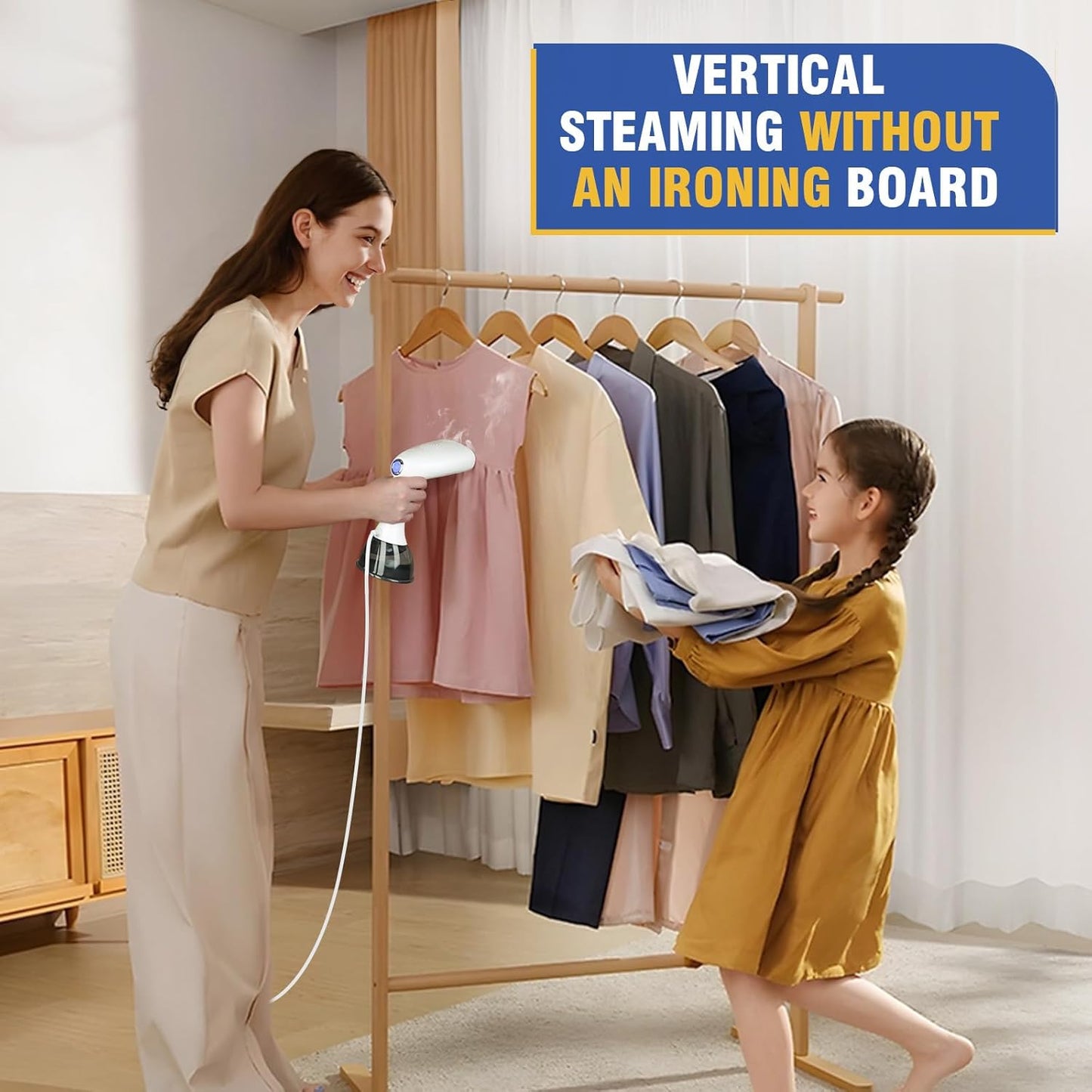 Rolipo Clothes Steamer, Handheld Garment Steamer for Clothes, 30g/min Powerful Steam, 400ml Water Tank, 2.1m Cord, Portable Steamer for Home, Travel and Office