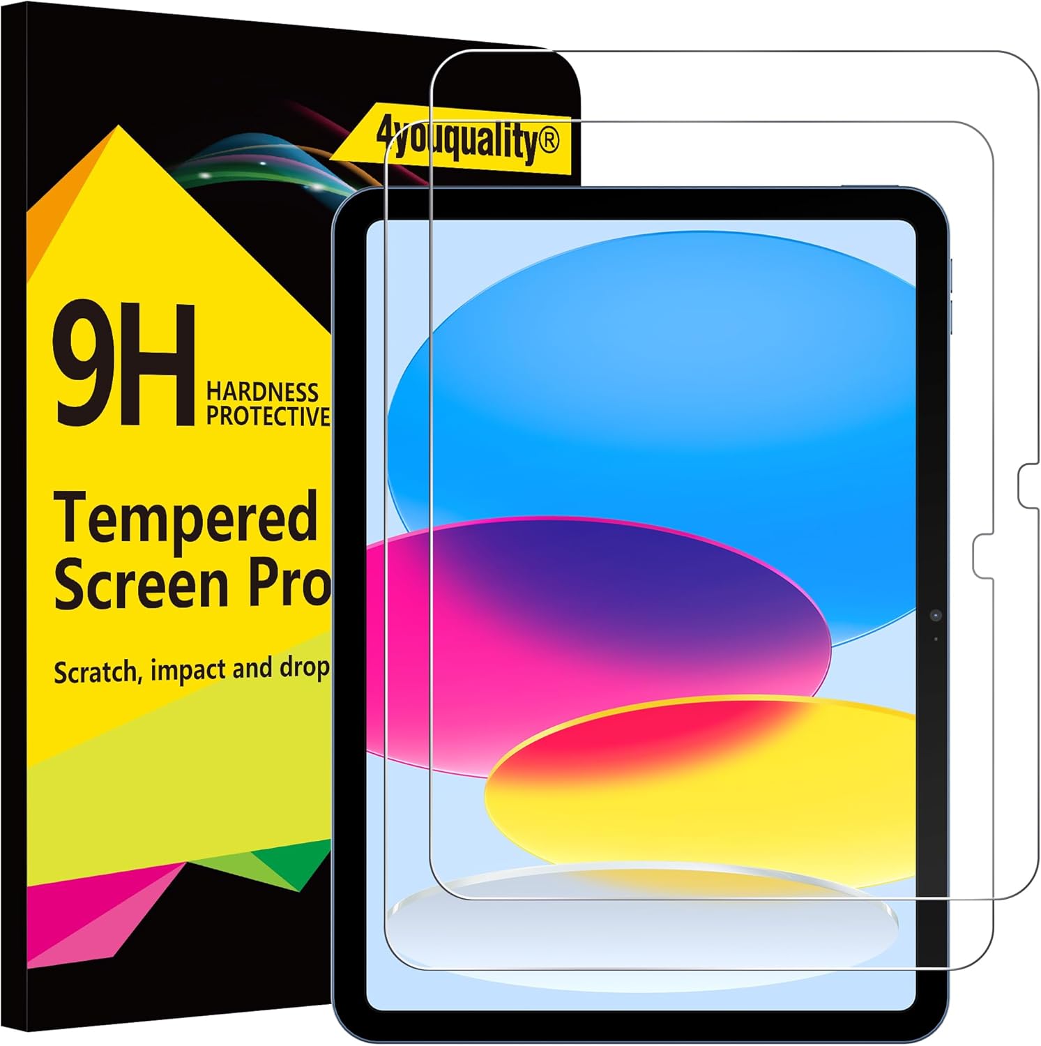4youquality [2-Pack Screen Protector for iPad (A16) 11th/10th Generation (2025/2022) (iPad 11 & iPad 10), 9H Tempered Glass Film, Anti-Scratch, Impact-Resistant