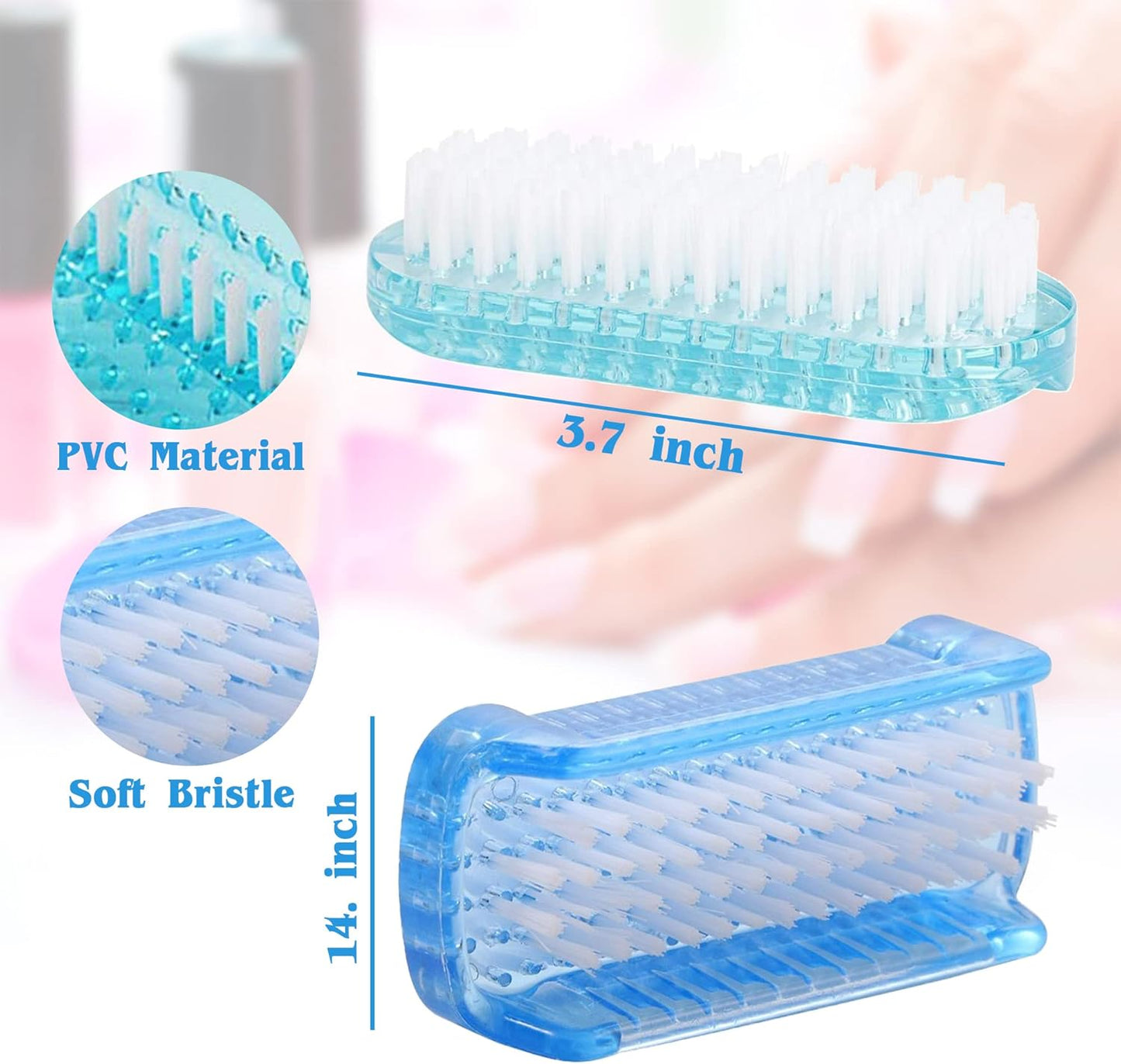 4 Pcs Double Sided Nail Brush for Every Day Use - 2 different kinds of Nail Brushes with Plastic Handle For Cleaning Nails - Easy to Use Brushes - Nail Cleaning Scrubbing Brush for Hands Feet Nails