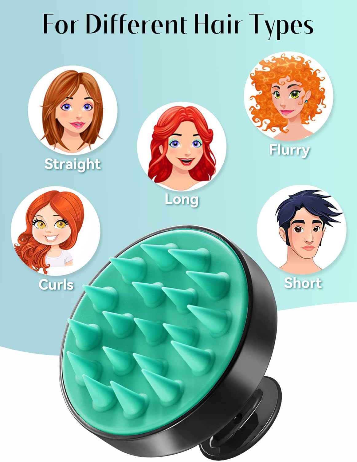HEETA Scalp Massager Hair Growth, Shampoo Brush with Soft Silicone Bristles for Hair Care and Head Relaxation, Ergonomic Scalp for Women/Men/Pet-Black&Turquoise
