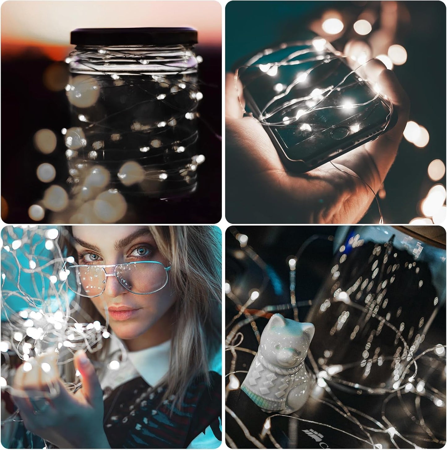 Jsdoin Fairy Lights, 6 Pack 2m 20 Led Battery Operated String Lights Copper Wire Light for Indoor Outdoor Lighting, Bedroom, Wedding Decor, Party, Christmas, Tree Decoration (Cool White)