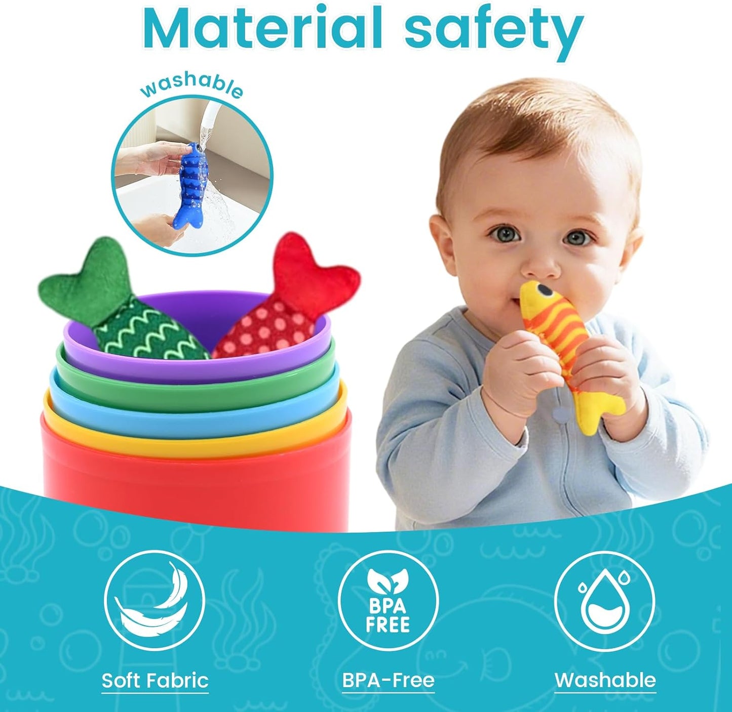 Baby Toys for 1 2 3 Year Old Boys Girls - Montessori Toys for 1 2 3 Year Old 10 in 1 Multifunctional Fabric Fishing Game for Kids Toddler Baby Gifts Learning Birthday Xmas Stocking Fillers