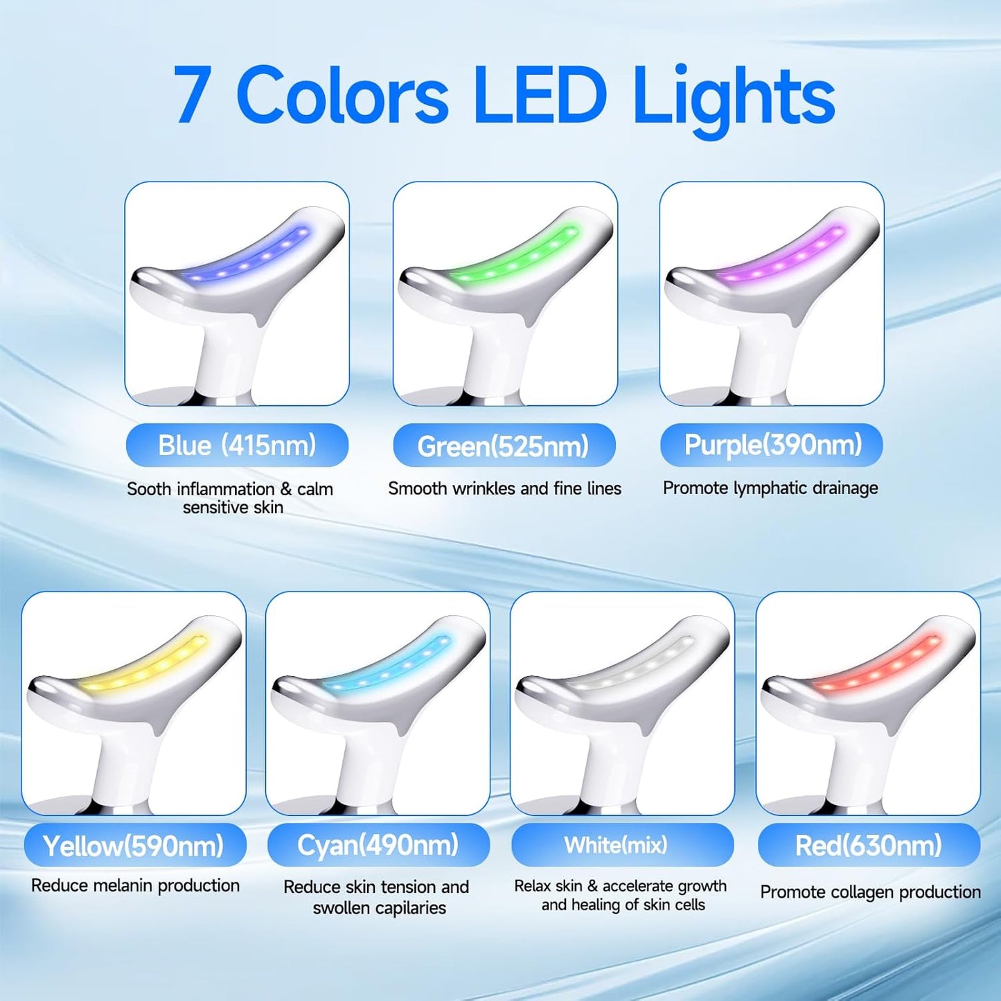 Face Massager, Electric Face Device with 3 Modes & 45°C for Skin Toning Beauty Devices, 7 Color Anti-Wrinkle Face Device & Neck Massage Facial Massager for Women