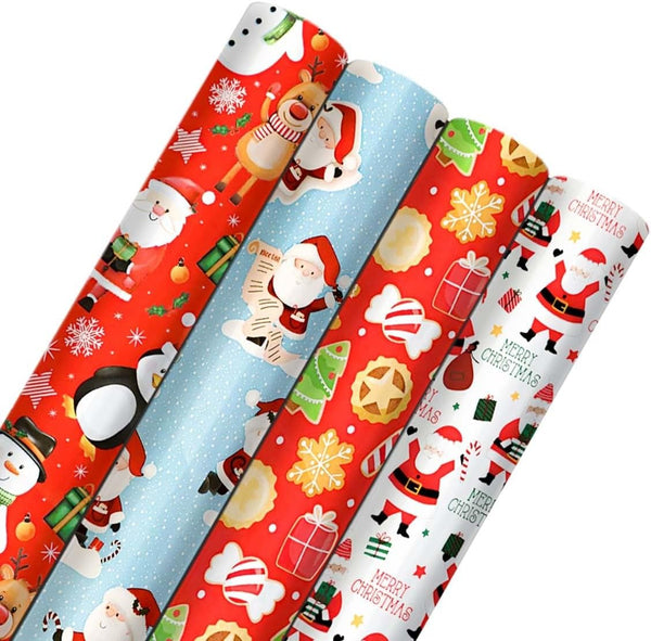 4 x 7M Cute Christmas Wrapping Paper roll -Perfect for Christmas, Birthday, Festival, Party or Wedding Gift and Festive Decoration by Karma Ltd