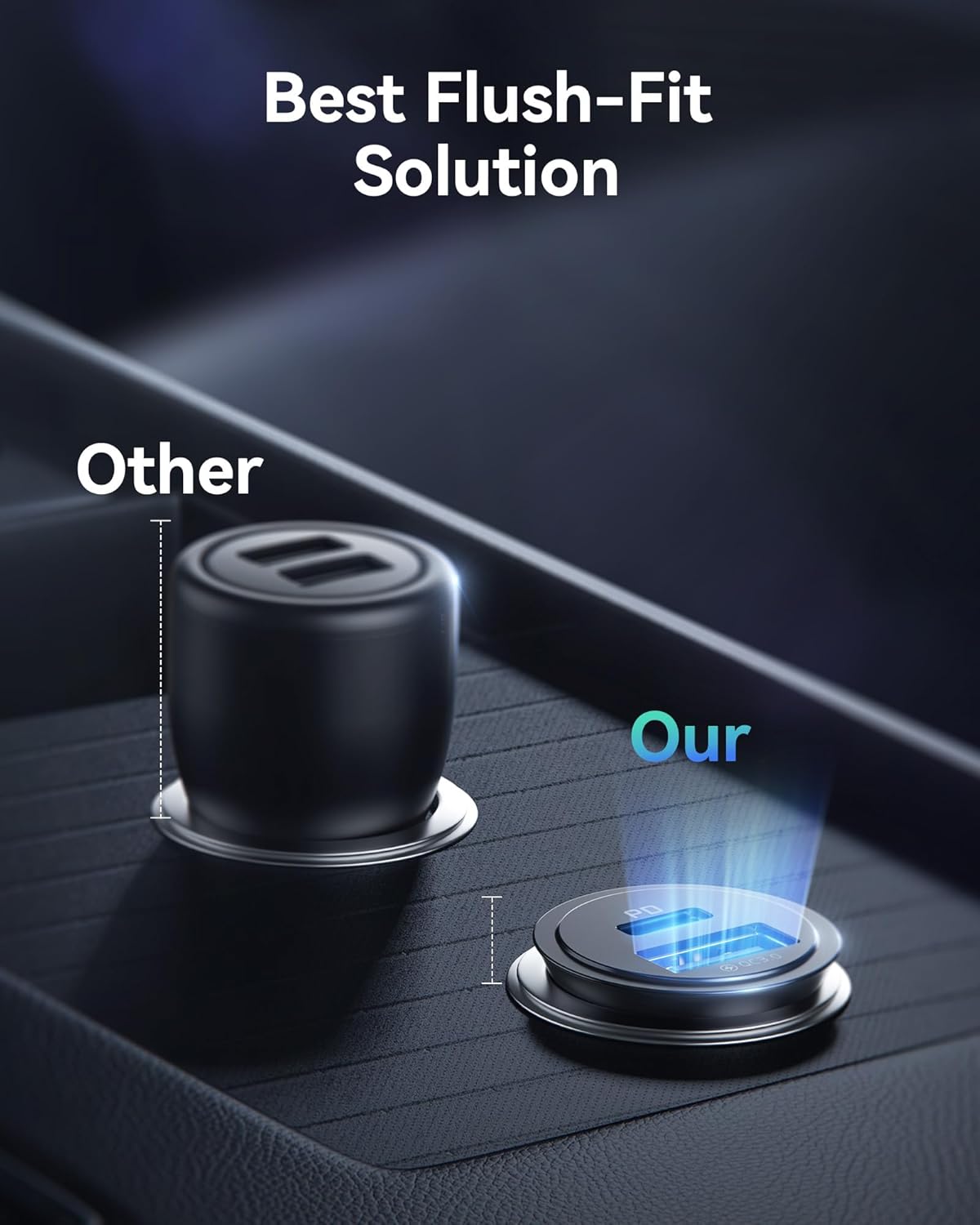 INIU Car Charger, Cigarette Lighter USB Charger Total 60W [USB C 30W+USB A 30W] 12V USB Socket, PD3.0 Fast Charge Car Phone Charger Metal Adapter for iPhone 16 15 14 13 12 Pro Max iPad Samsung Google