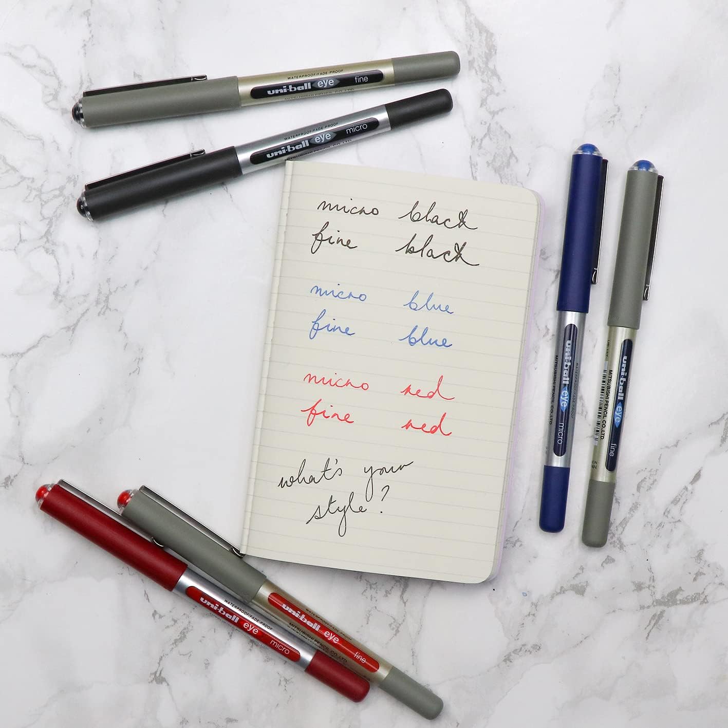 Uni-ball UB-157 Eye Black Rollerball Pens. Premium Fine 0.7mm Ballpoint Tip for Super Smooth Handwriting, Drawing, Art, Crafts and Colouring. Fade and Water Resistant Liquid Uni Super Ink. Pack of 5