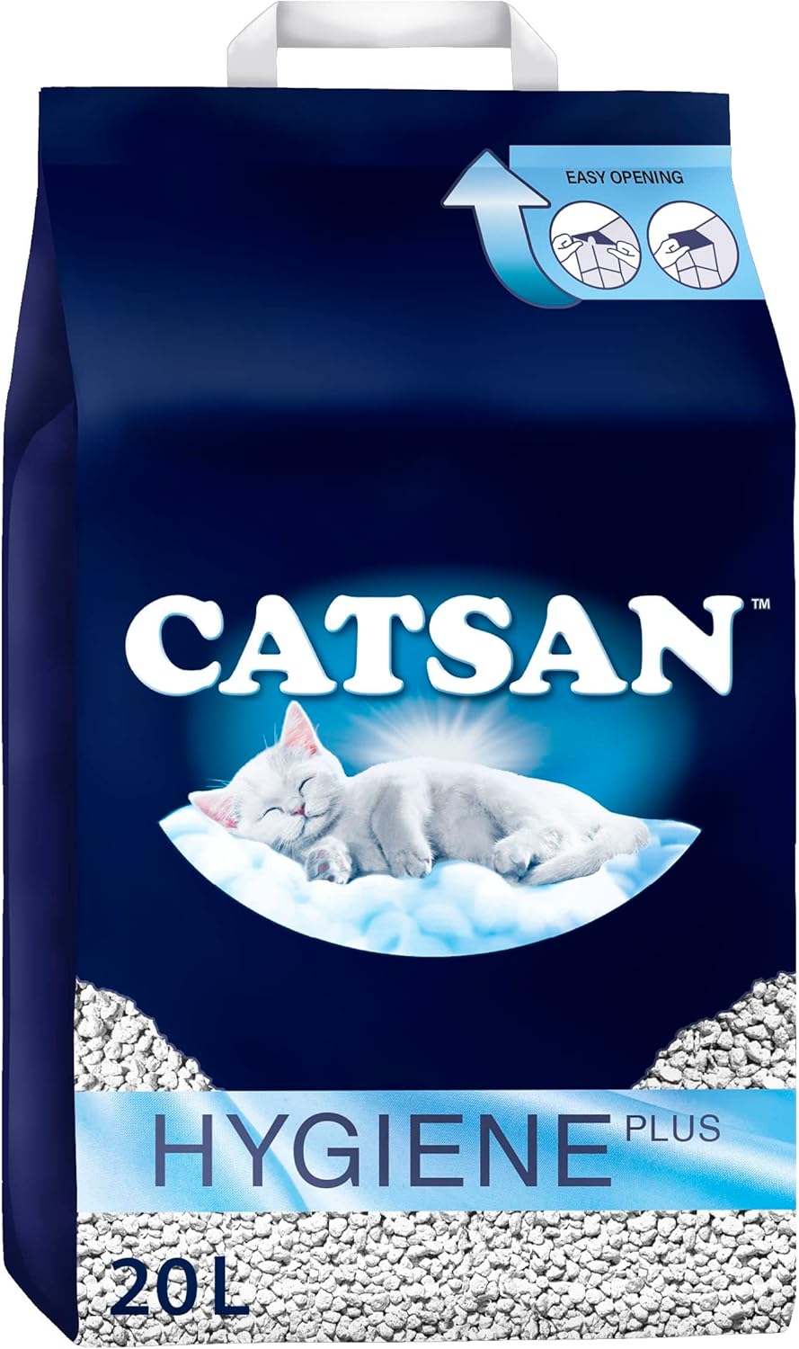 CATSAN - Hygiene Plus Non-Clumping Adult Cat Litter and Kitten Litter - 20L - 100% Natural and Absorbent