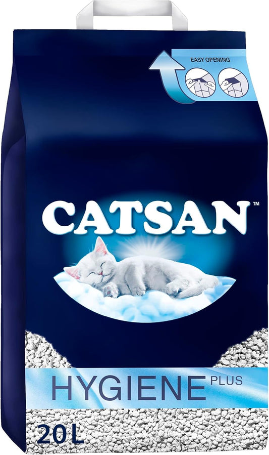 CATSAN - Hygiene Plus Non-Clumping Adult Cat Litter and Kitten Litter - 20L - 100% Natural and Absorbent