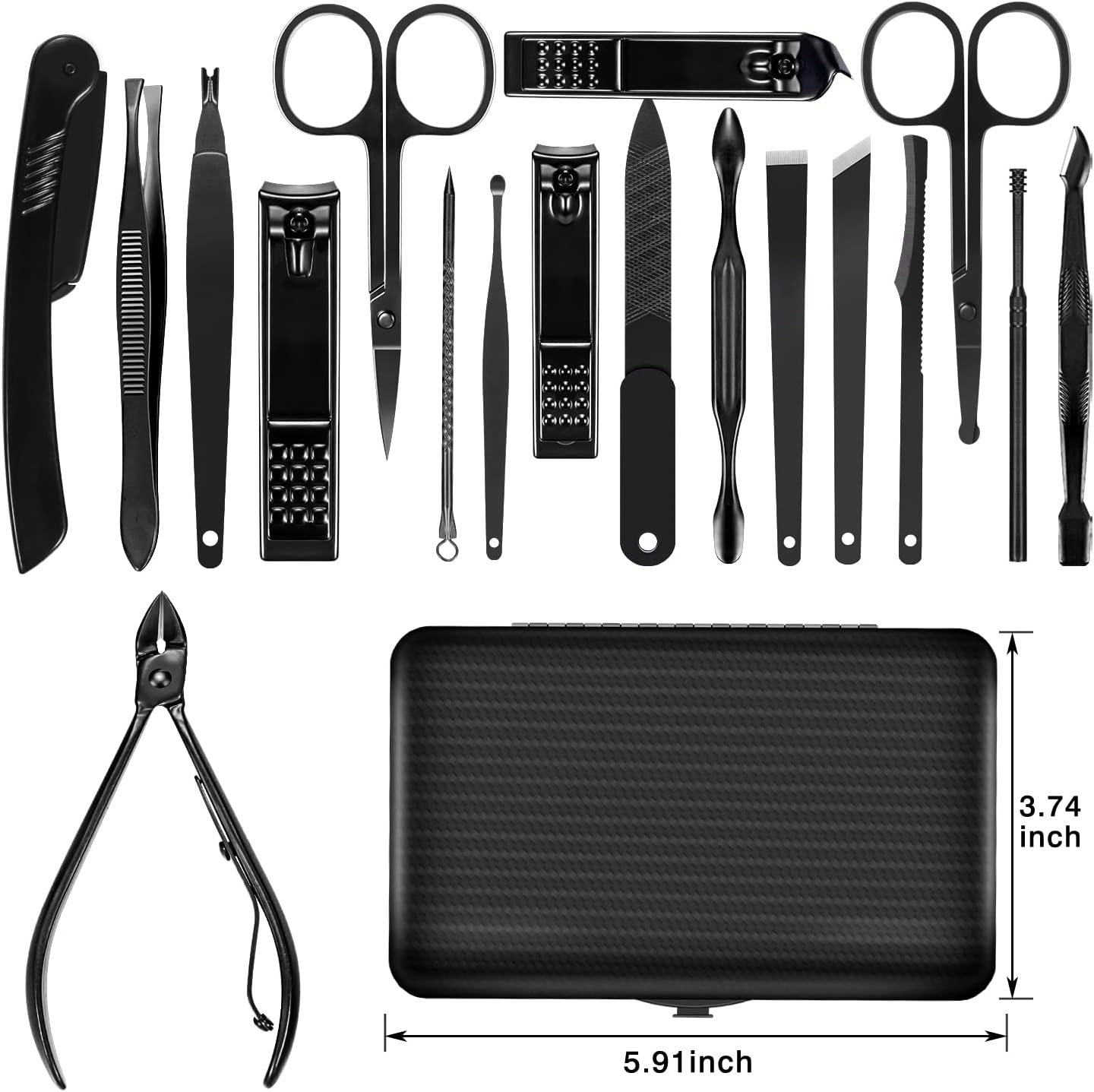 OWill Manicure Set, 18pcs Nail Clippers Pedicure Kit Nail Care Kit Manicure Professional Tools Gift for Men Women Friends and Parents (Black & Red)