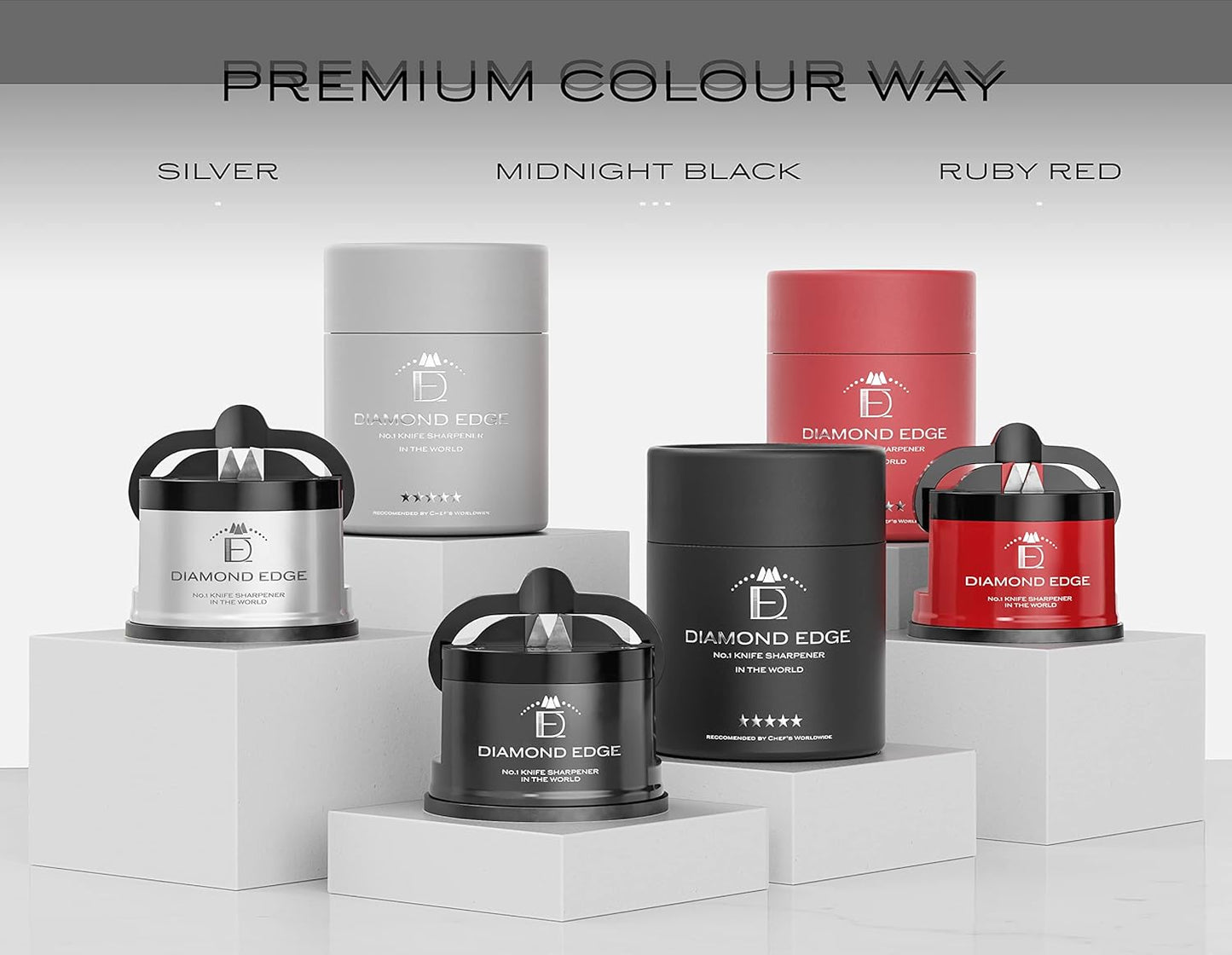 Diamond Edge No.1 Knife Sharpener – Safe & Compact Manual Knife Sharpener for Any Knife - Knives Sharpener Suitable for Serrated & Outdoor Blades – Professional Quality, Black