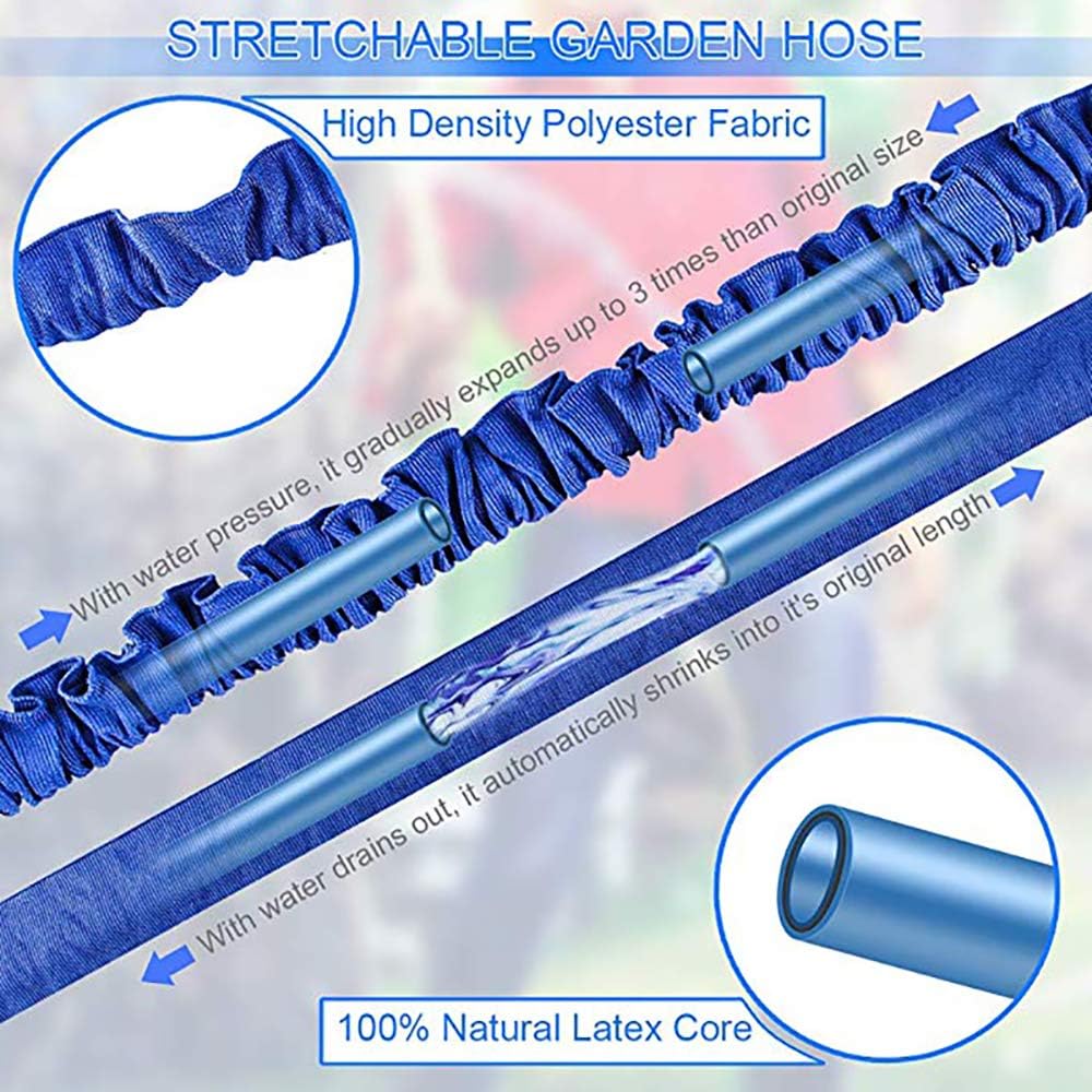 BABADU 100FT Expandable Garden Hose Pipe,Flexible Expanding Magic Hose with 3/4", 1/2" Fittings,Garden Hose with 7 Function Spray Nozzle