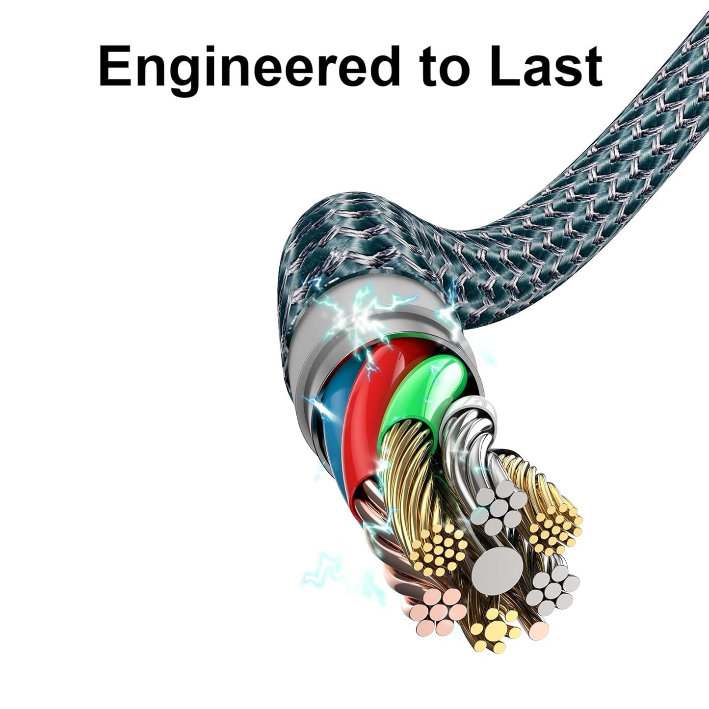 Multi Charger Cable, 4 in 1 Charger Cable [1.2M] Multiple USB Cable Nylon Braided with Micro USB Type C Lightning Cable Connector for iPhone, Android Galaxy, Huawei, Nexus, Nokia,LG, Sony, PS4-Green