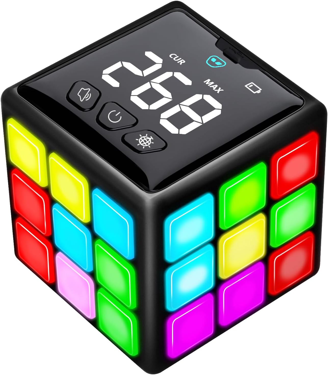 Rechargeable Game Handheld Cube, 15 Fun Brain & Memory Game with Score Screen, Cool Toys for Kids, Christmas Birthday Gifts for Boys Girls Aged 6-12+ Years Old (Black)