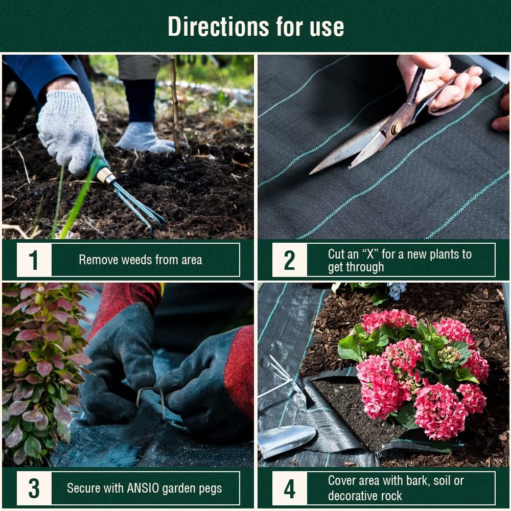ANSIO Weed Membrane, Weed Control Membrane 2Mx10M, Weed Control Fabric,Ground cover, UV stabilised Weed Barrier Fabric. Ideal for use in Patios, Garden, Flower beds, Landscaping -Weed suppressant