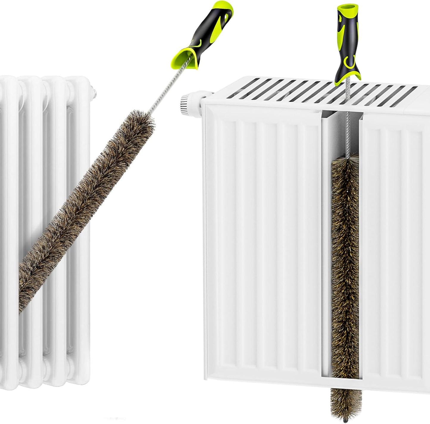 Radiator Cleaner Brush Thin Long 81cm Boar Bristles, Radiator Duster Brush Long Thin Bendable Flexible with Easy Grip Handle, Radiator Brushes for Cleaning Dust Inside Vanes and Backside