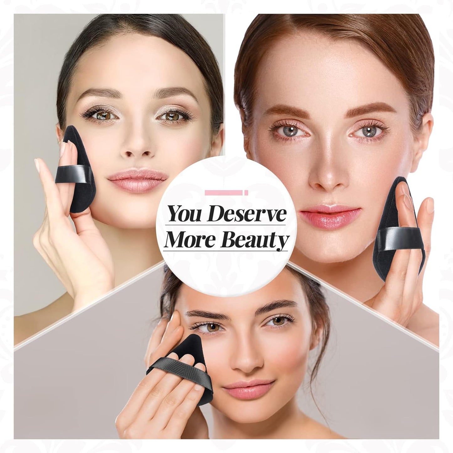 Patelai 2 Pcs Powder Puff Makeup Puff Triangle Soft Powder Sponge Reusable Triangle Sponges with Strap for Cosmetic Foundation Wet Dry Makeup(Black)