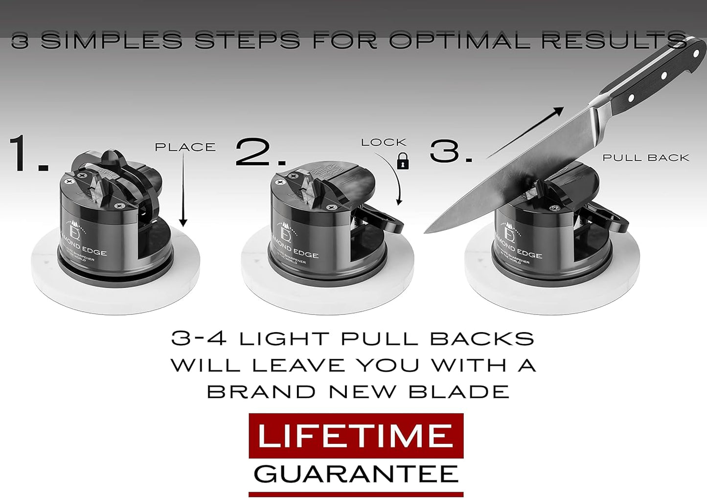 Diamond Edge No.1 Knife Sharpener – Safe & Compact Manual Knife Sharpener for Any Knife - Knives Sharpener Suitable for Serrated & Outdoor Blades – Professional Quality, Black