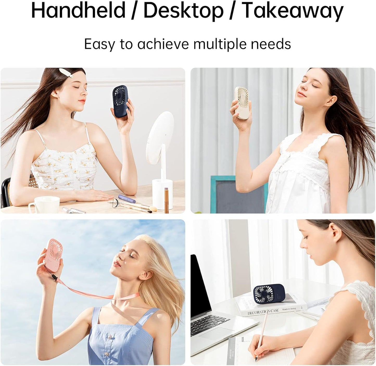 JISULIFE Handheld Portable Mini Fan with 3 Speeds, Ultra Slim USB Personal Pocket Eyelash Fan for Girls Kids Women Men Travel Blue