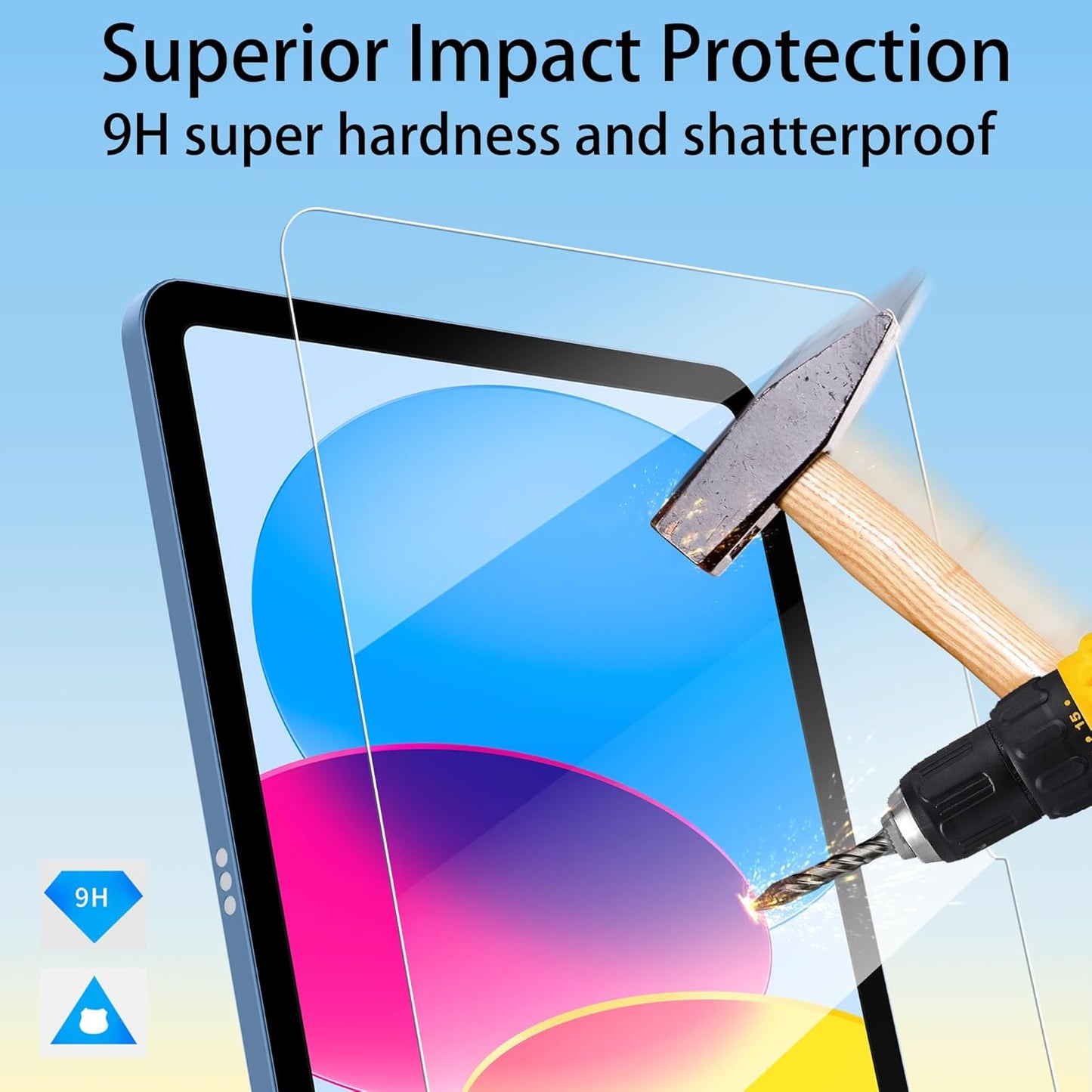 4youquality [2-Pack Screen Protector for iPad (A16) 11th/10th Generation (2025/2022) (iPad 11 & iPad 10), 9H Tempered Glass Film, Anti-Scratch, Impact-Resistant