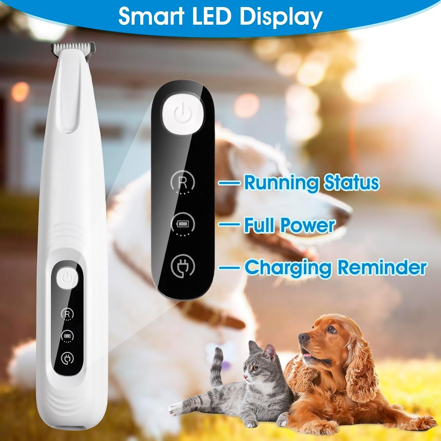 Upgrade Dog Paw Trimmer,Waterproof Pet Paw Trimmer,Dog Clippers with LED Light,Low Noise Pet Shaver for Dogs Cats