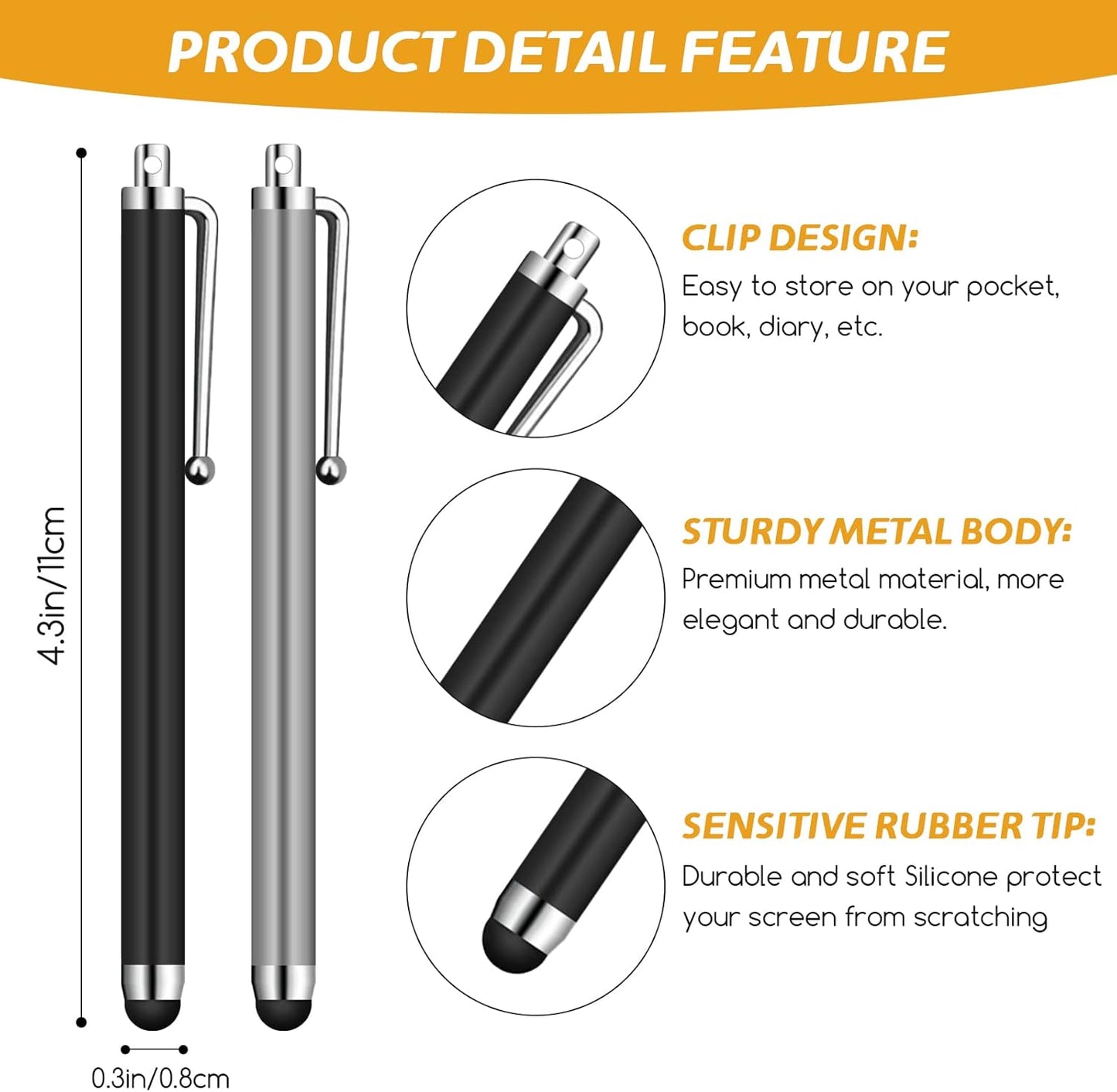 Jsdoin Stylus Pen [10 Pack] Universal Capacitive Touch Screen Pens for Tablets, iPad Mini, iPad Pro Air, Smartphones, Multiple Colors