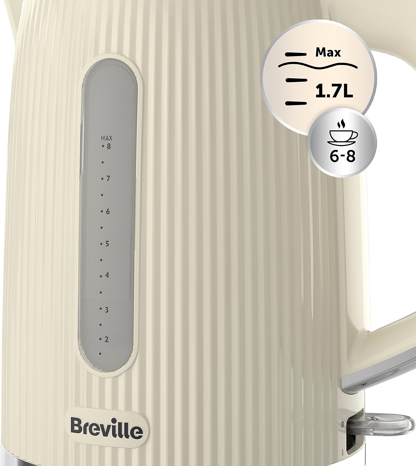 Breville Bold Vanilla Cream Electric Kettle – 1.7L Capacity | 3kW Fast Boil | Cream & Silver Chrome Finish [VKT223]