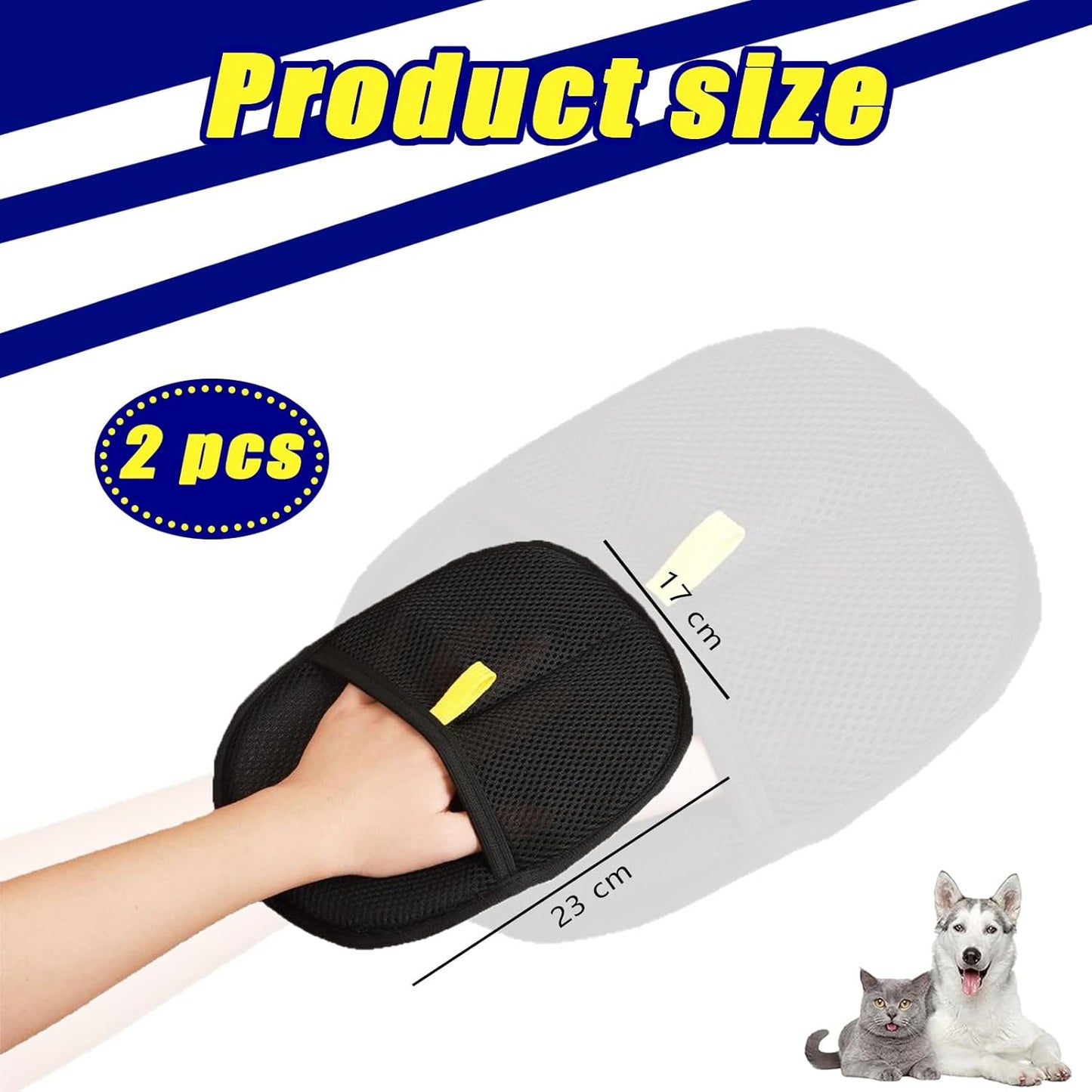 2 PCS Static Removal Gloves Pet Hair,Cat Grooming Glove, Dog Grooming Glove Set, Cat Gloves Grooming Set Reusable Pet Hair Remover Gloves, Versatile Grooming Gloves for Grooming, Deshedding, Washing