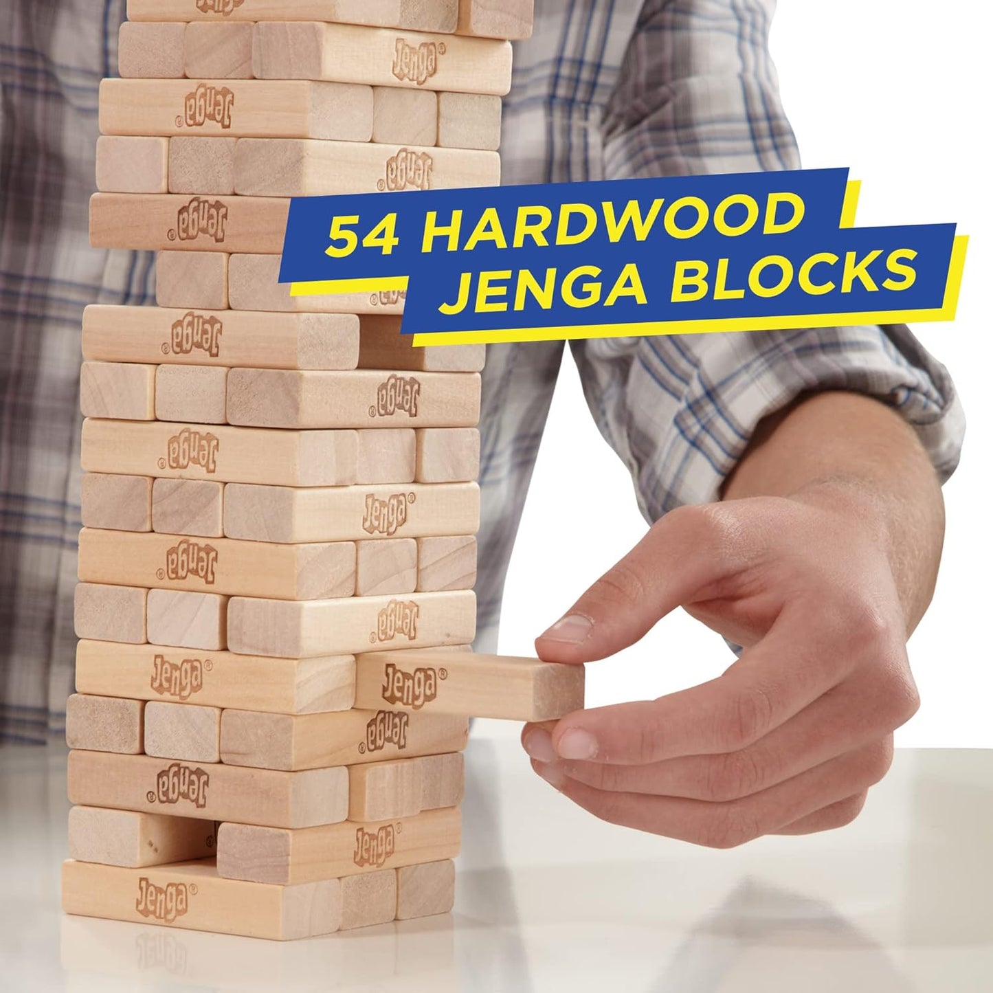 Hasbro Gaming Jenga Family Game, Outdoor Games for Kids, Classic Strategy Stacking Game for 1+ Players, Fun for Parties, Travel, and Ages 6+