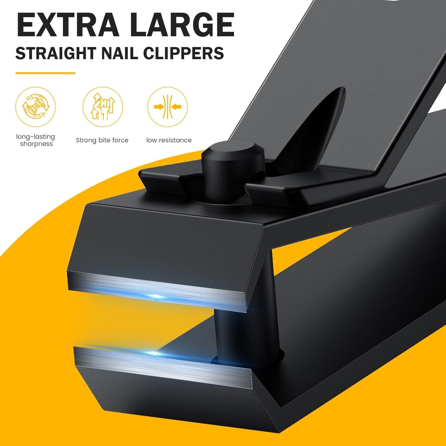 BEZOX Heavy Duty Straight Blade Nail Clippers for Thick Toenails, Professional Stainless Steel Fingernail Toenail Clippers Trimmers - Thick Wide Jaw Toe Nail Clippings