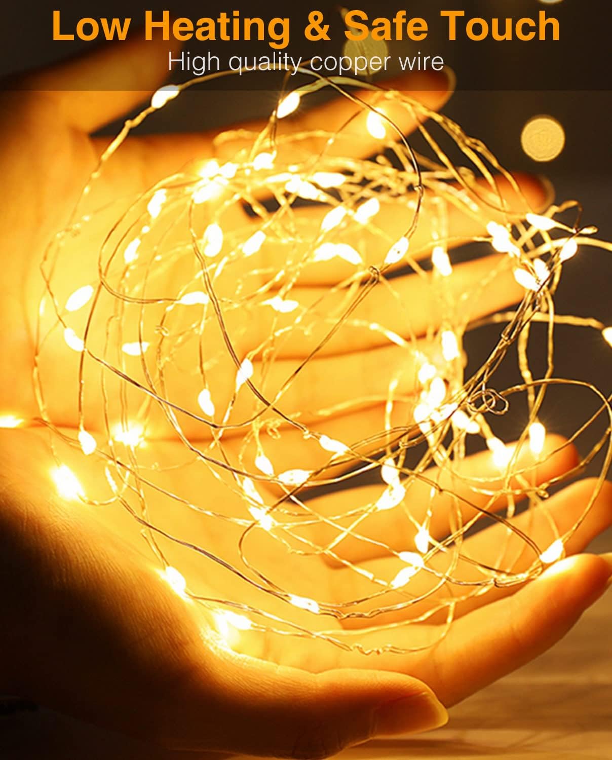 litogo USB Fairy Lights, 5M 50LED USB String Light, Silver Wire Fairy Lights for Indoor, Christmas, Bedroom, Party, Wedding(Warm White)