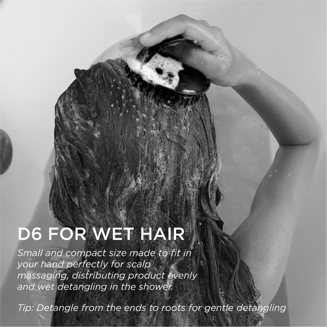 Jack Dean by Denman (Black) Scalp Massager and Detangling Hair Brush for Thick or Thin Hair, Curly or Straight Hair - Use in the Shower or Bath - Head and Beard Scrubber - For Women and Men, D6