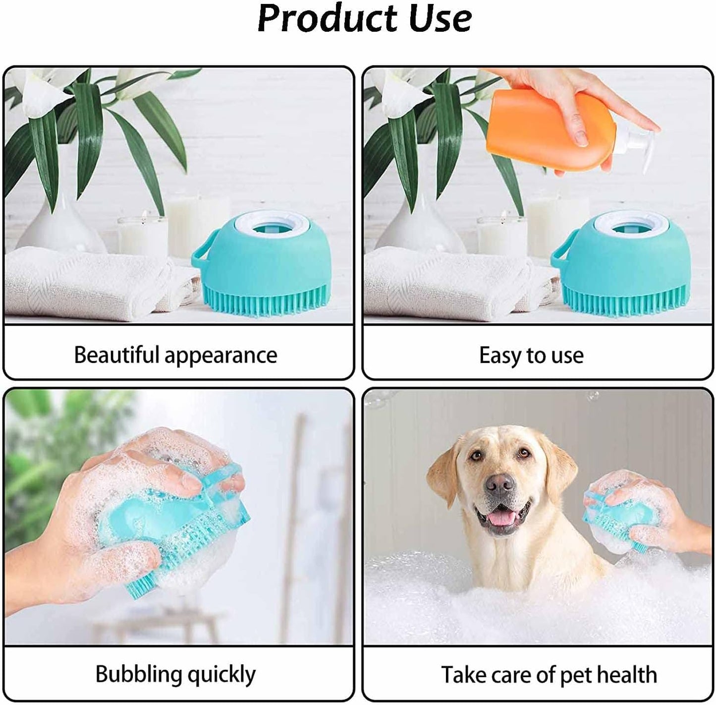 Dog Cat Bath Brush Soft Silicone Dog Rubber Bathing Brush Pet Grooming Shampoo Dispenser Brushes Puppy Cats Shower Hair Fur Grooming Cleaning Scrubber for Short Haired Dogs Cats Shower - Green
