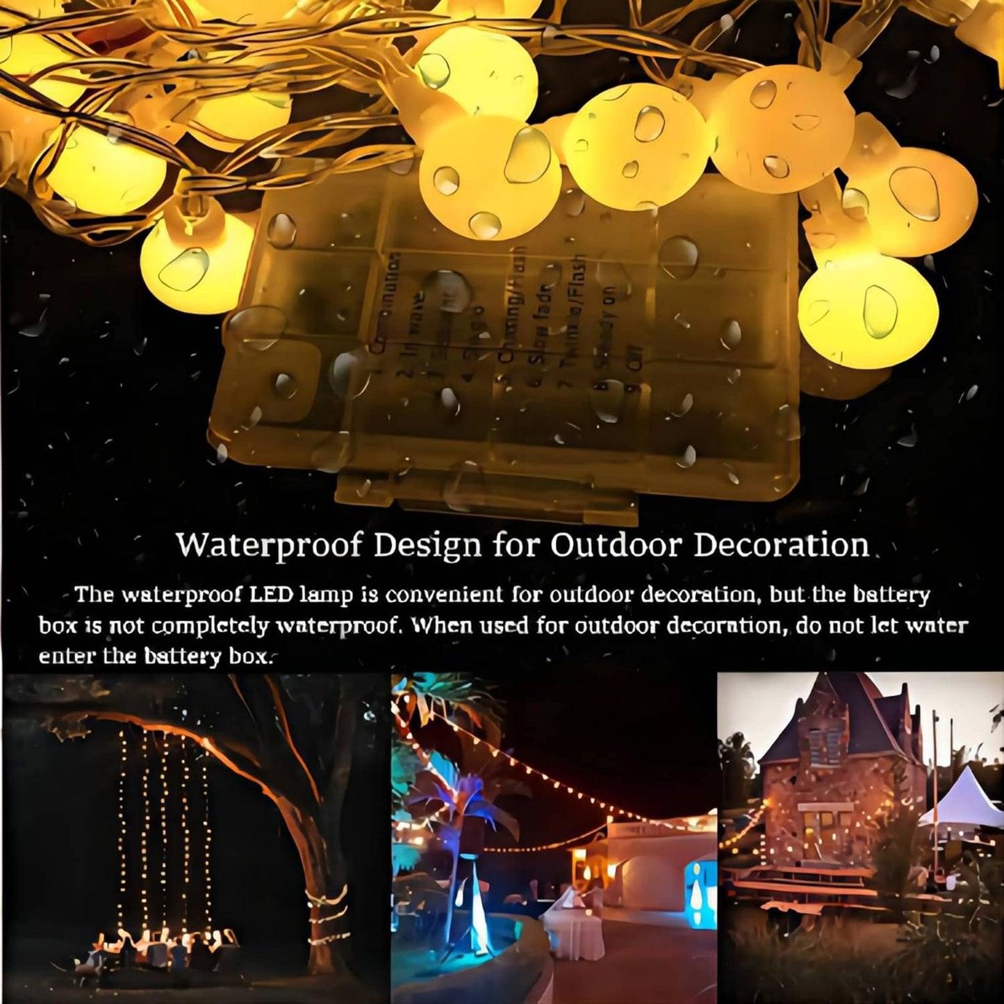 Battery Fairy Lights, Christmas Lights Battery Powered with 8 Lighting Modes 16ft 50LEDs Waterproof Fairy Lights for Bedroom Outdoor Party Living Room