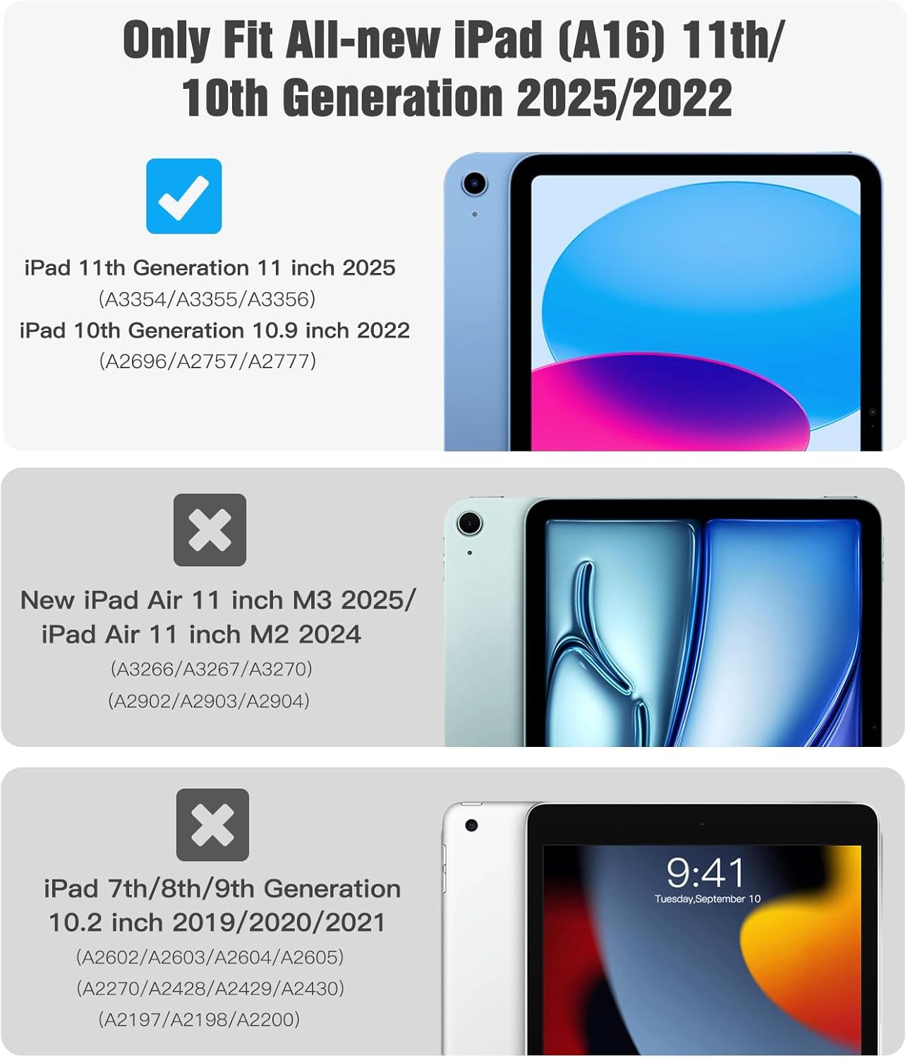 TiMOVO Case for iPad (A16) 11th Generation 11 Inch 2025/iPad 10th Generation 10.9 Inch 2022, Slim Stand Cover with Hard Translucent Back, Support Touch ID, Auto Wake/Sleep, Abyss Blue