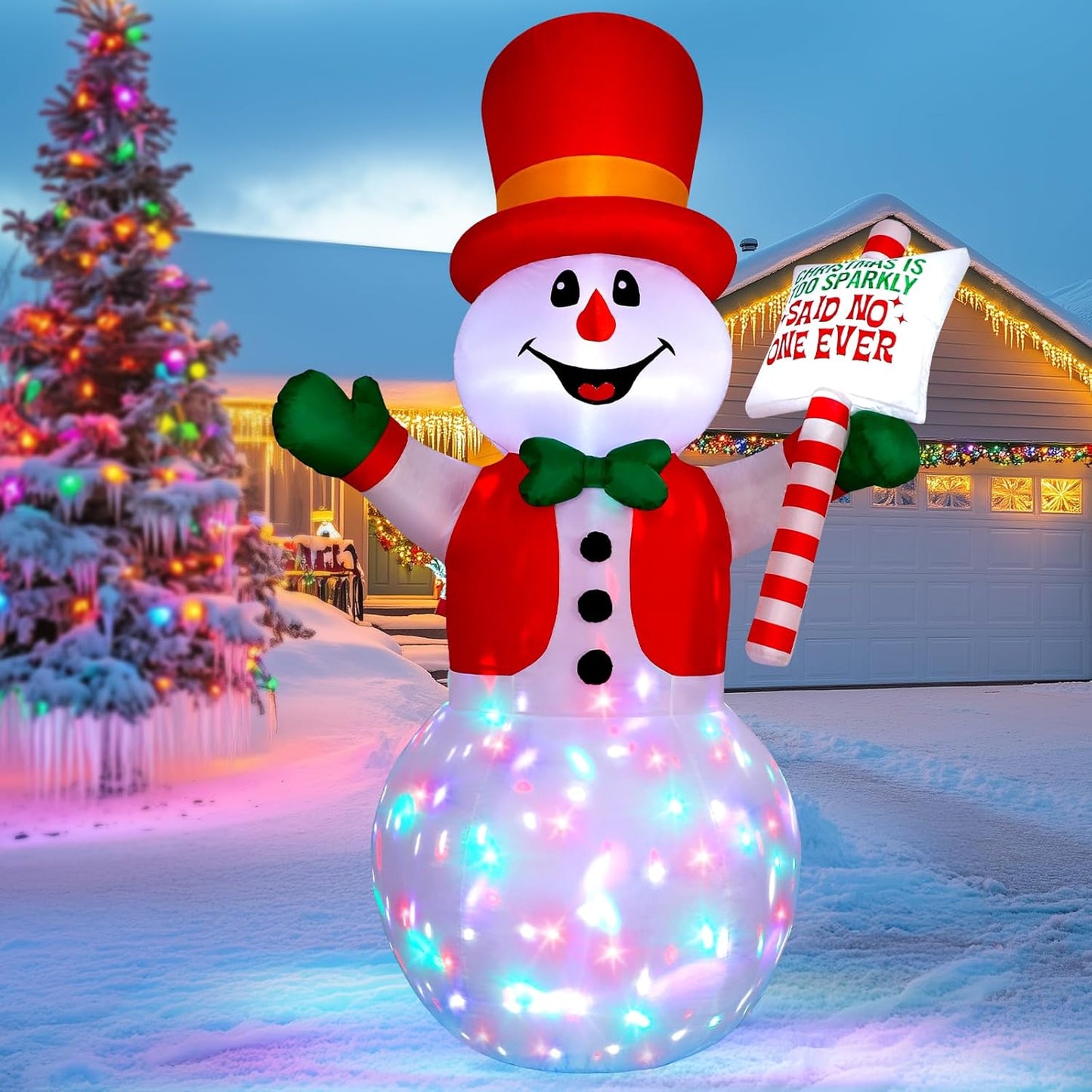 Vintoney 244 cm/ 8 FT inflatable snowman Christmas inflatables decorations outdoor decoration large blow ups for yard holiday xmas indoor garden holiday air filled led